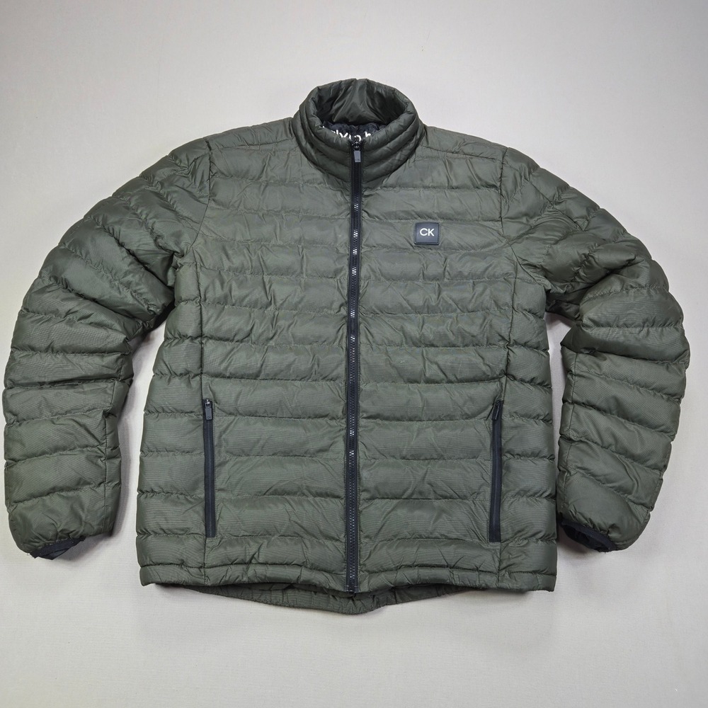Calvin Klein Golf Lightweight Puffer Jacket Green Mens Size M Full Zip CK‎ Logo